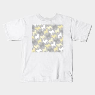 Grey and Yellow Pug Pattern Kids T-Shirt